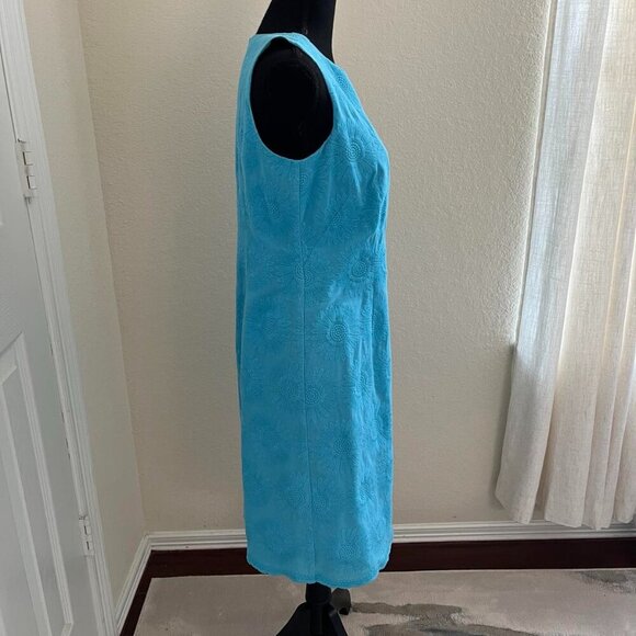 Talbots Blue Embroidered Sunflower Sheath Dress - Picture 3 of 11